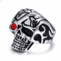 2017 new stainless steel crystal skull punk design ring for men